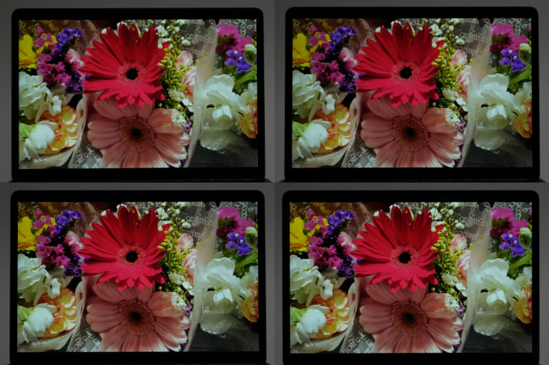 左上から「LOE 13.3インチ 16:10 覗き見防止フィルム」、「LOE 13.3インチ 16:10 覗き見防止フィルム(マグネット式)」、「LuFiYa 13.3インチ 16:10 覗き見防止フィルター」、「M1搭載13インチMacBook Air、M1/M2搭載13インチMacBook Pro用覗き見防止くん」