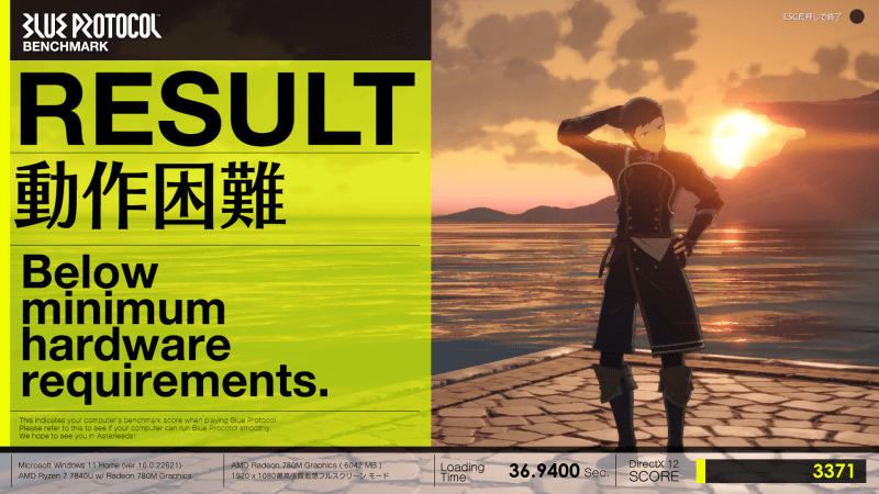 最高画質プリセットのスコアは3,371、レポートの平均フレームレートは24.108