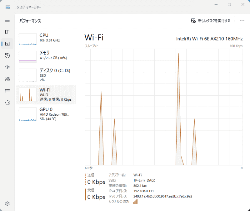 無線LANはIntel AX210