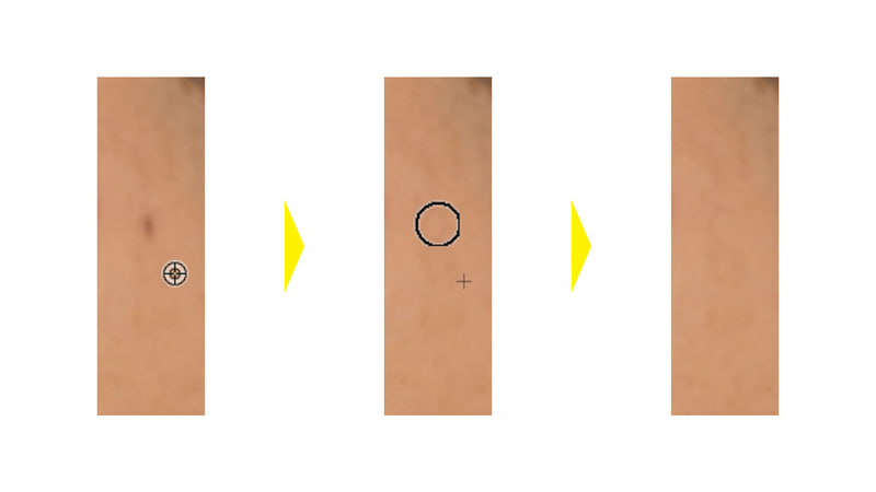 「コピースタンプツール」でAlt(Mac: Option)+クリックして、サンプルを設定し設定したサンプルをコピーしてそのまま塗りつぶします