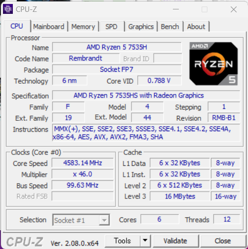 CPUはゲーミングノートPC向け、6コア/12スレッドの「Ryzen 5 7535HS」
