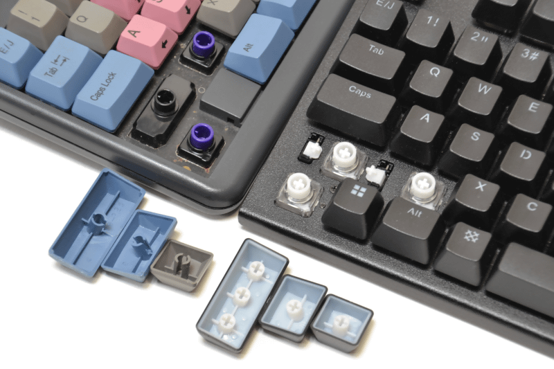 キーキャップとスイッチの接続部の形状は以前のシリーズ製品と異なる