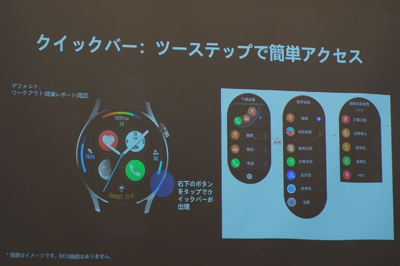 よく使う機能にすぐアクセスできるクイックバー機能