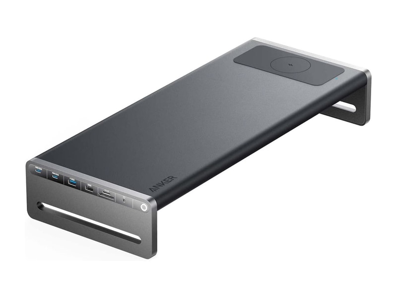 <a href="https://www.ankerjapan.com/collections/dockingstation/products/a8377" class="n" target="_blank">製品ページのURL</a><br>価格:3万2,990円前後●USB Type-C(アップストリーム、最大100W)●USB 3.1 Type-C(合計45W)×2●USB 3.1(最大7.5W)●USB 3.1(最大4.5W)×2●HDMI●Gigabit Ethernet●SD/microSDカードスロット●オーディオ出力●ワイヤレス充電パッド(最大10W)●サイズ:約540×220×90mm●重量:1,660g