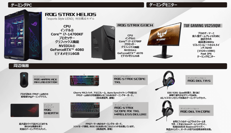 esports Style UENOで配備されるASUS製品