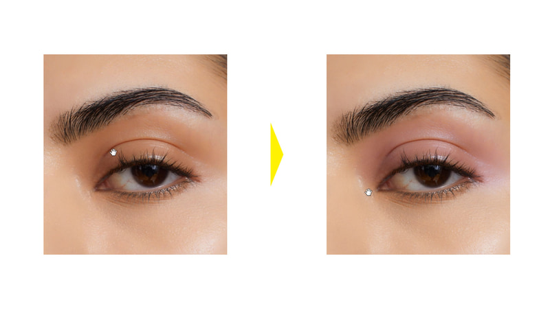 レイヤーマスクが選択されているのを確認し、目元を塗ると青いメイクを施すことができました