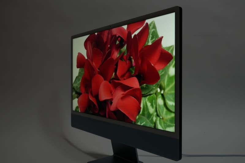 24型ディスプレイの視野角は広く、ほぼ真横からでも画面になにが映っているのか確認可能だ