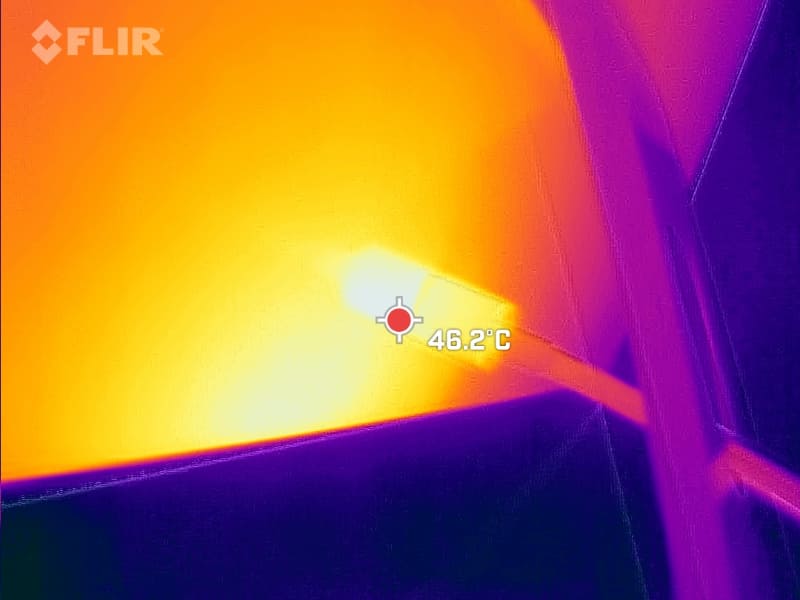 電源ケーブル先端の最大温度は46.2℃