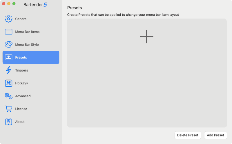 新規プリセットを作成したいときは[+]をクリックするか、[Add Preset]をクリックします