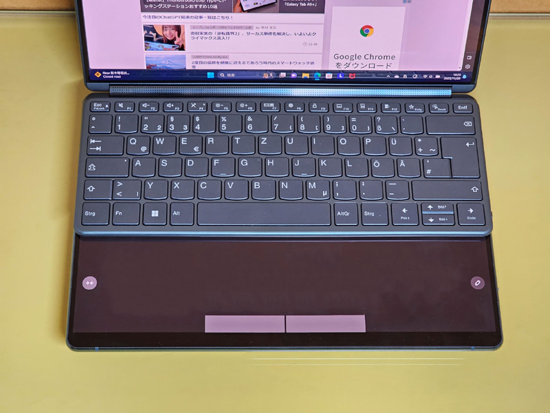 仮想タッチパッドを、手前全部をタッチパッドにしたところ