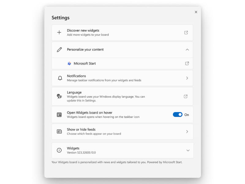 ウィジェットボードにも新設定を追加