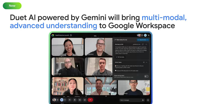 電話会議要約の自動生成などがGeminiにより、より高度になる(出典:Bringing Gemini to Developers and Organizations、Google Cloud)
