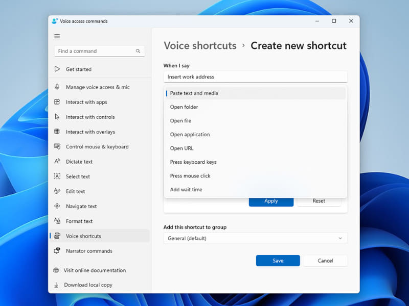 さまざまなアクションを設定できる