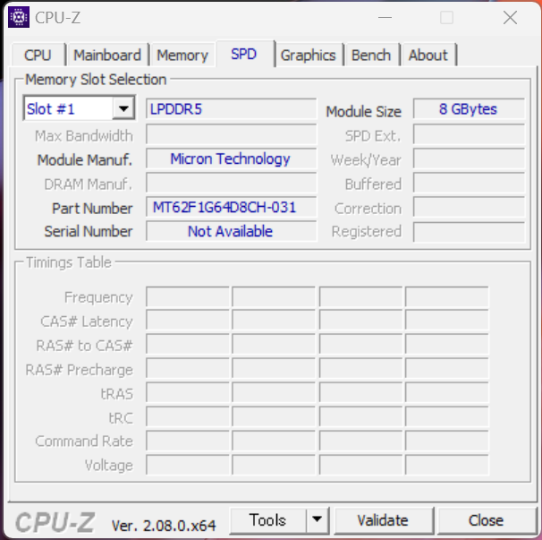 メモリは基板実装タイプでMicron MT62F1G64D8CH-031