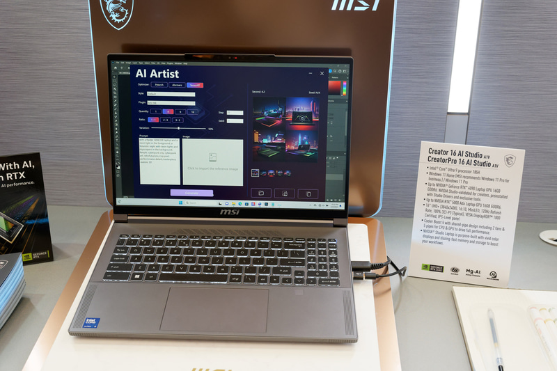 「Creator 16 AI Studio」および「CreatorPro 16 AI Studio」シリーズを使用した「AI Artist」による画像生成AIのデモ