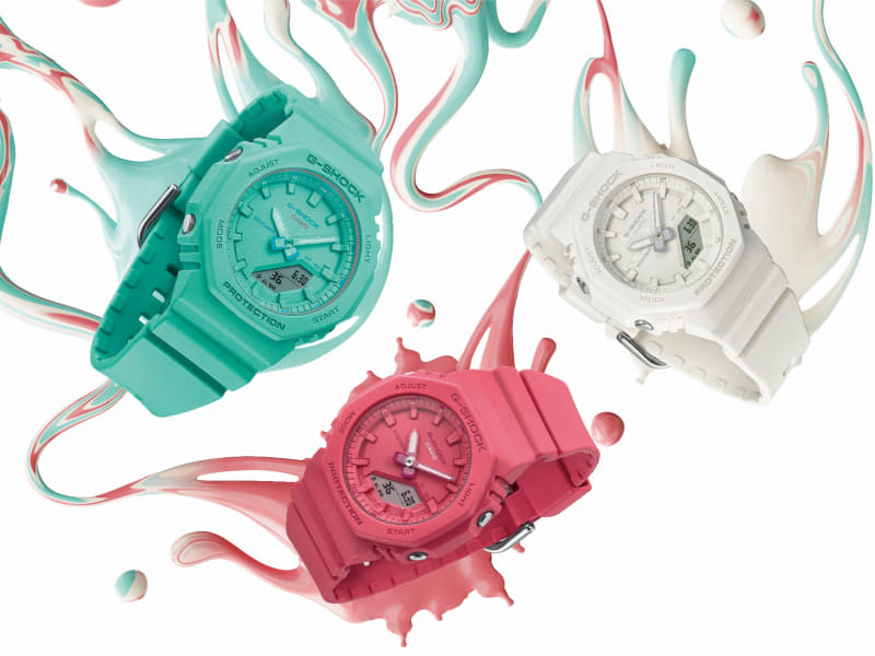 GMA-P2100(左からターコイズブルー、ブライトピンク、ホワイト)