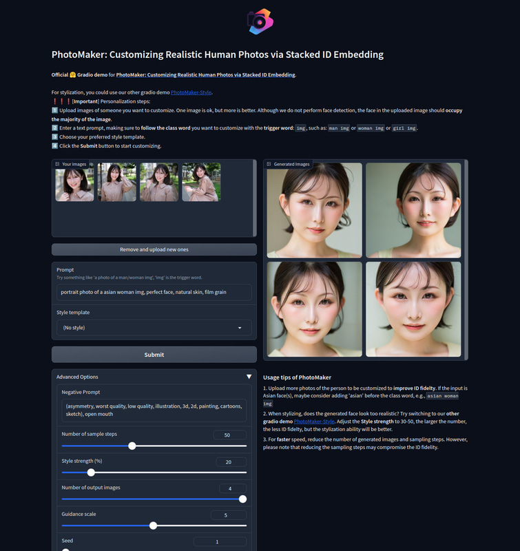 ローカル環境で作動したPhotoMaker(4/4)。写真4枚から。プロンプトとSeedは同じ