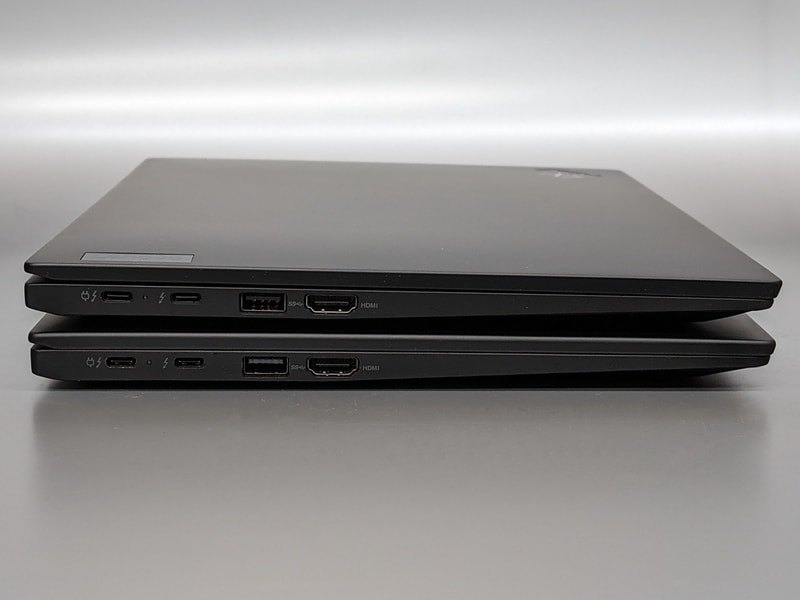 左側面の比較。上がGen 11、下がGen 9(以下同じ)。ポート配置はまったく同一だ