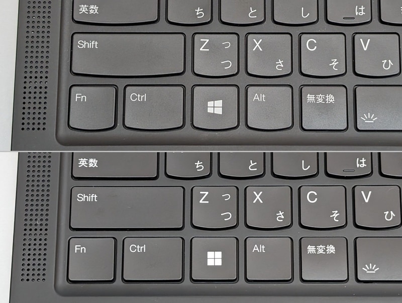 もっともキー形状をよく見ると、機能周りのキーは下部が直線的なデザインに改められている。上がGen 9、下がGen 11