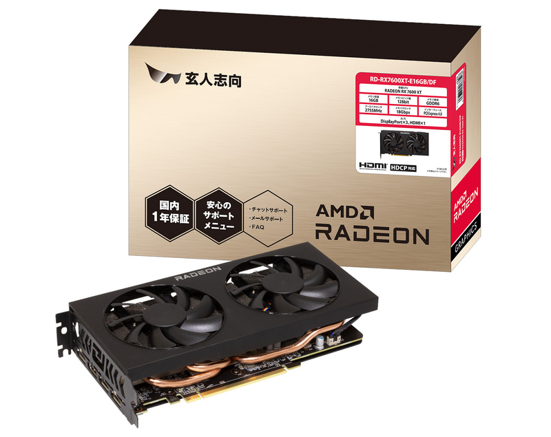 玄人志向 RD-RX7600XT-E16GB/DF