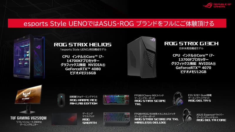 ASUS ROG製品によるPC環境を用意