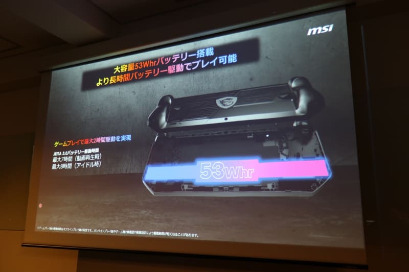 53Whの大容量バッテリを内蔵