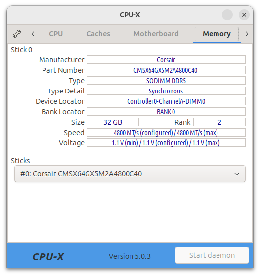 メモリについても詳しい情報が表示されている