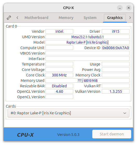 GPUについてはバージョン4.2ぐらいから情報が充実するようになった。複数のGPUにも対応している