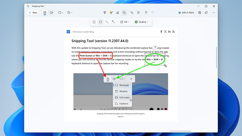 Snipping Toolには図形描画の機能が追加