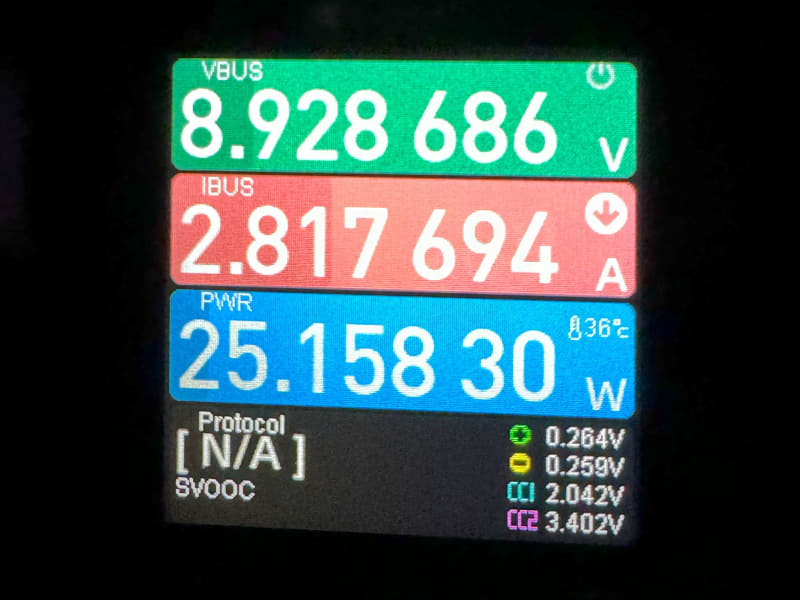 ほぼ上限の25Wの出力を確認した