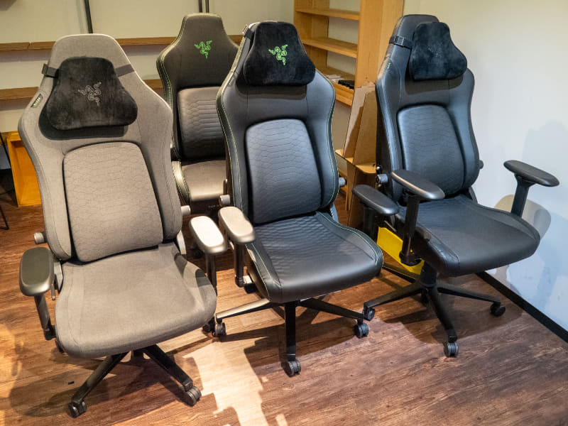 Razer Iskur V2(左からダークグレー、グリーン、ブラック)