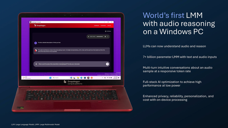 QualcommがMWC 2024で70億パラメータのローカルLMM(Large Multimodal Model)をWindows PC上で動作させるデモを行なう