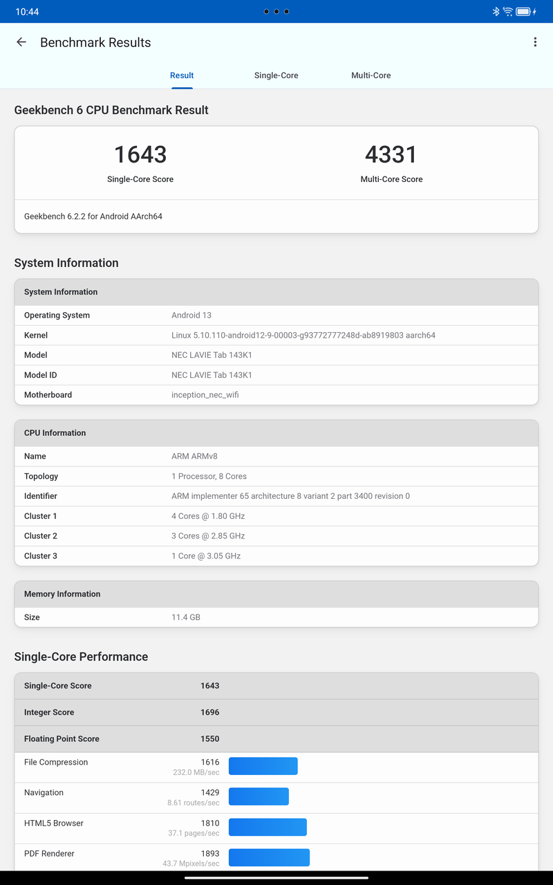 Geekbench 6のCPU Benchmarkの結果。競合のSoCと比べても全く見劣りしないスコアで、この結果からもSoCの処理能力の高さが伝わってくる