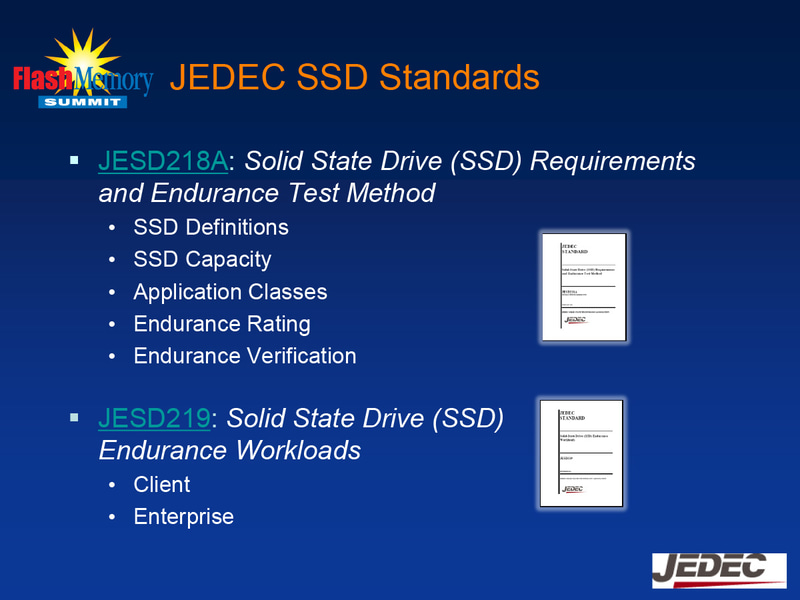 JESD218AとJESD219(出典:Flash memory Summit 2011, <a href="https://www.flashmemorysummit.com/English/Collaterals/Proceedings/2011/20110810_T1B_Cox.pdf" class="n" target="_blank">JEDEC SSD Endurance Workloads</a>,Alvin Cox, Seagate)