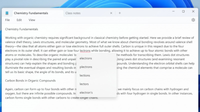 強調表示と修正候補の例