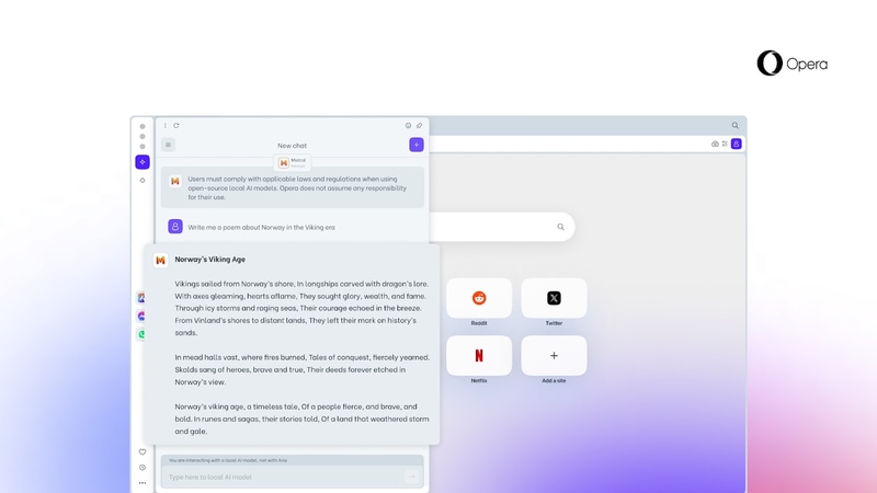 ローカルモードでは、AIのAriaはダウンロードしたLLMを使って回答を生成する
