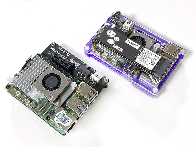 筆者所有のRaspberry Pi 5。どちらもPCI Expressを使う前提の構成になっている