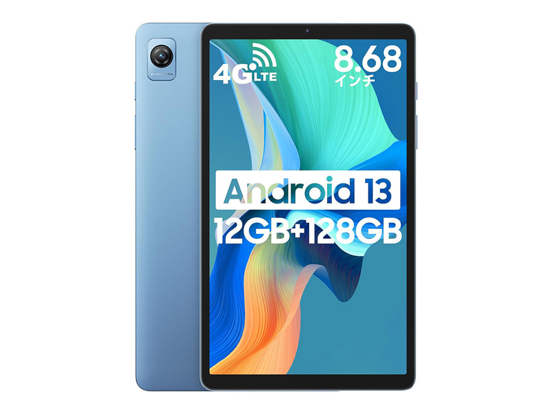 <a href="https://jp.blackview.hk/products/tab-60-price" class="n" target="_blank">製品ページ</a><br>実売価格:1万6,900円前後●ディスプレイ:8.68型液晶(1,340×800ドット)●スペック:Unisoc T606、6GBメモリ(最大12GB)、128GBストレージ、DokeOS_P 3.0(Android 13ベース)●インターフェイス:USB Type-C、Wi-Fi 5、Bluetooth 5.0、Nano SIMカードスロット×2(1基はmicroSDカードと排他)、3.5mmヘッドフォン端子など●カメラ:前面500万画素、背面800万画素●バッテリ容量:6,050mAh●サイズ:211.7×124.4×8.4mm●重量:338g