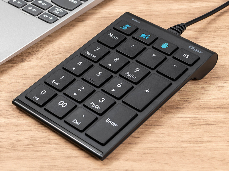 Zoom対応割り当てキー付きUSB有線テンキーボード