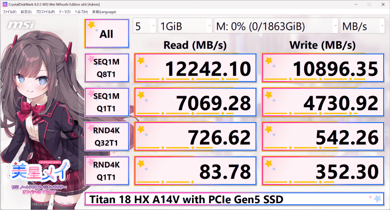 CrystalDiskMark MSI Mei Mihoshi Edition