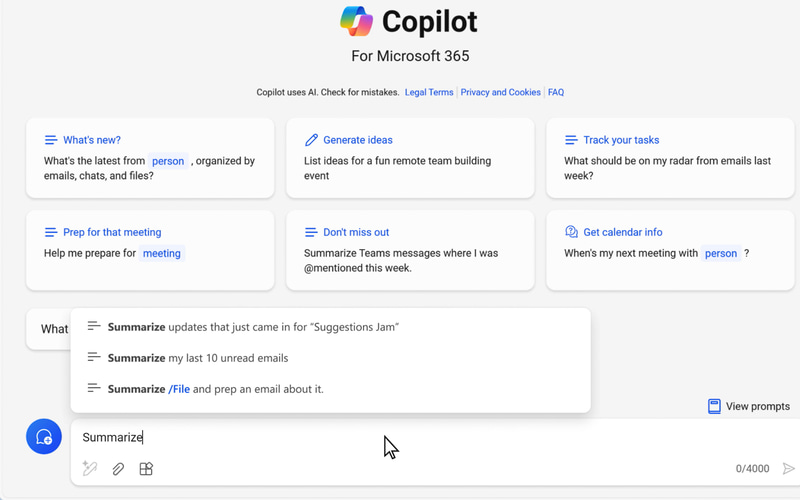 Copilot for Microsoft 365のオートコンプリート機能