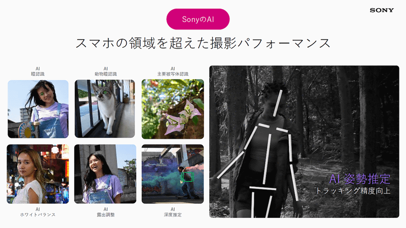 AI姿勢推定により、被写体の骨格を覚えることで被写体の追従性を高めている