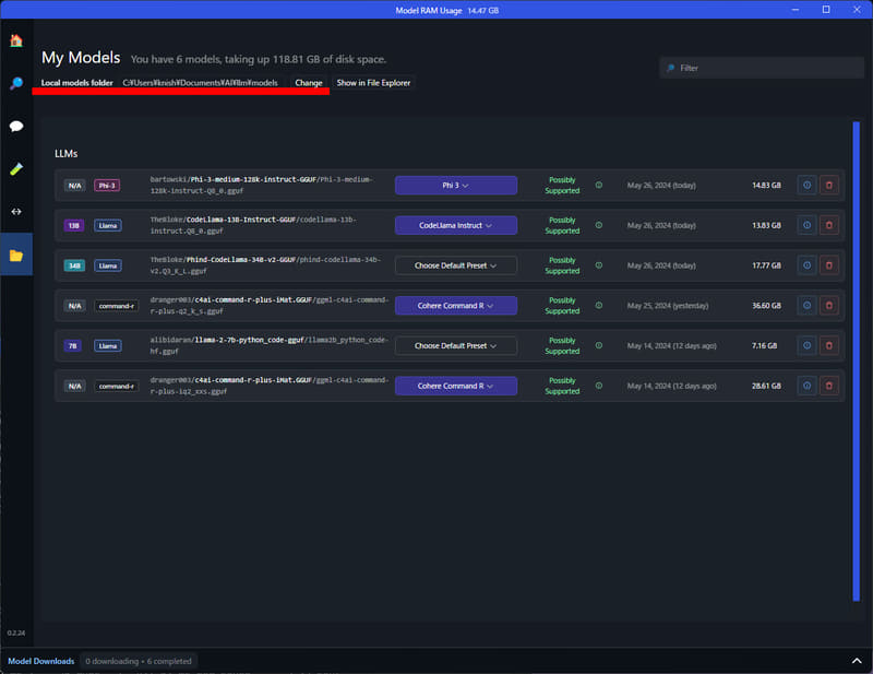 ダウンロードフォルダは.cache的になっているので、ほかのプログラムからアクセスしやすいよう、場所を変えておく