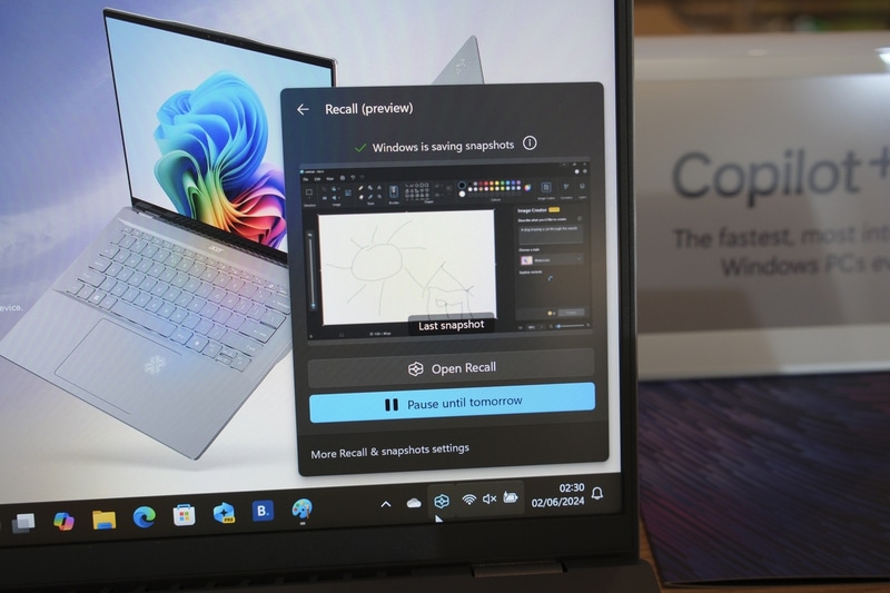 PC上での作業などを遡れるRecall