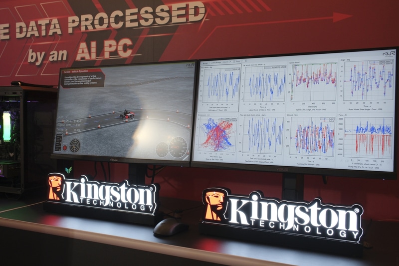 大学のレーシングクラブが開発するAI自動運転レースカーに関連して、データ分析やソフトウェア開発を行なうPC向けに、同社がSSDやメモリを提供していることも紹介されていた