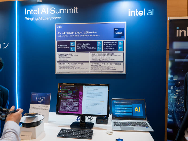 会場ではGaudi 3のパネル展示とGaudi 2のデモ展示を実施していた