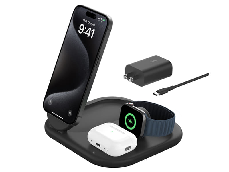 Belkin BoostCharge 3-in-1 Magnetic Foldable Wireless Charger with Qi2 15W