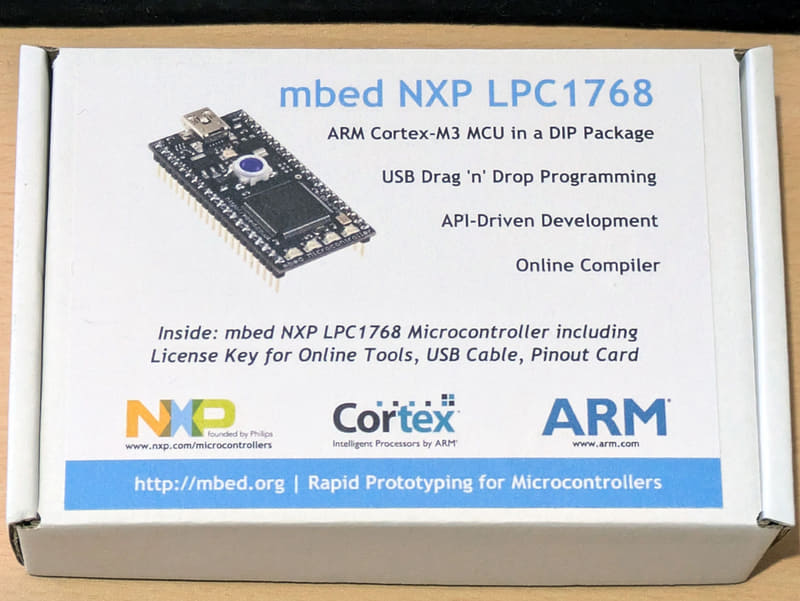 mbed LPC1768の「箱」。いや本体もどっかにあるはずなのだが、昔何かに組み込んで、そのままだった記憶が(間に引っ越しも入って、本当に行方が分からない)