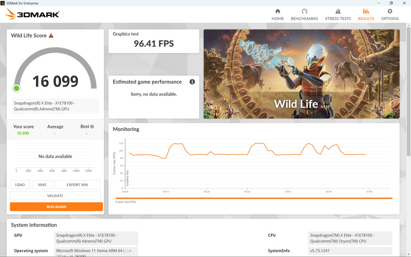クロスプラットフォーム向けのベンチマーク、Wild Lifeのスコアは16,099