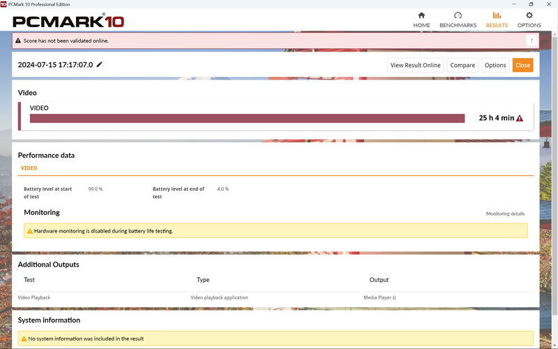 長すぎるそろそろ終わってくれと願いつつ、テスト開始から25時間も駆動する驚異的な持久力